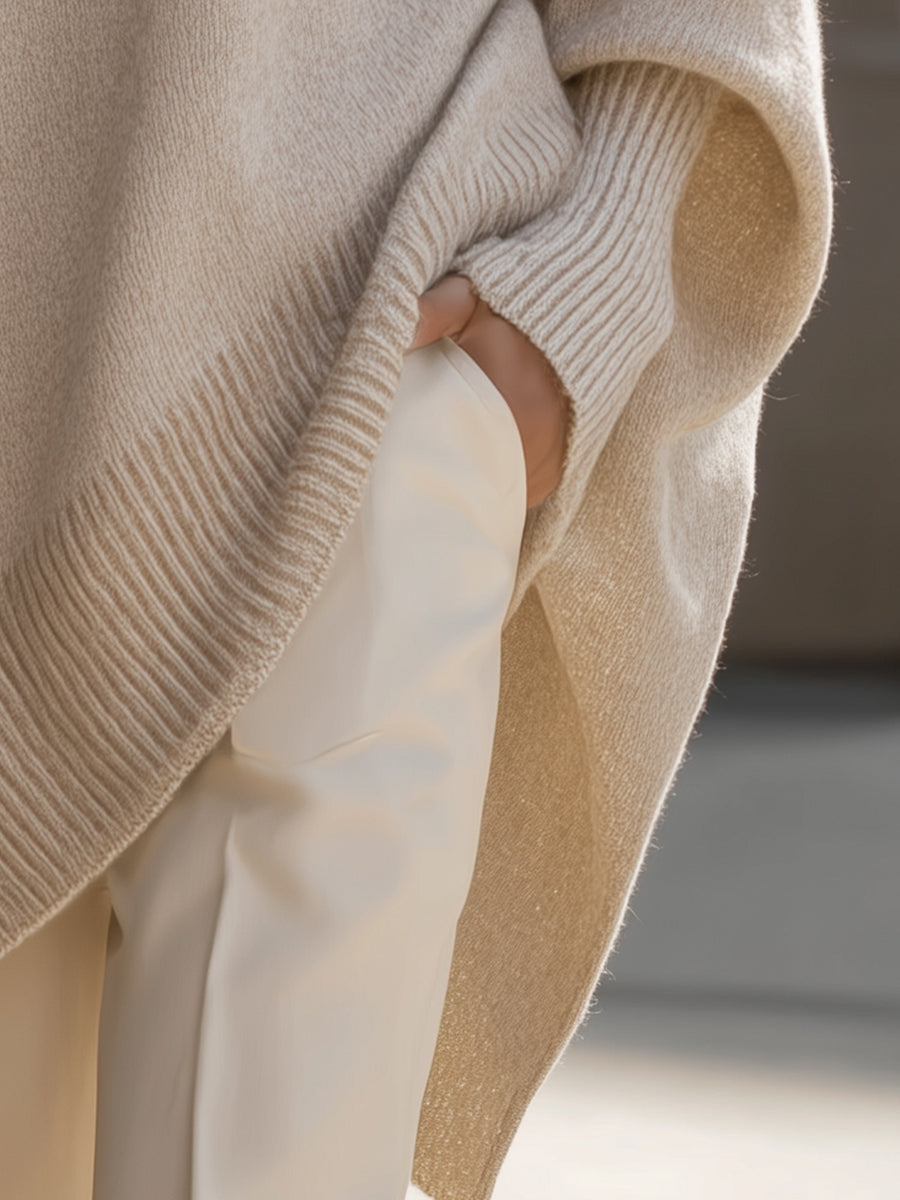 Nola | Women's Oversized Knit Sweater Cream Crew Neck