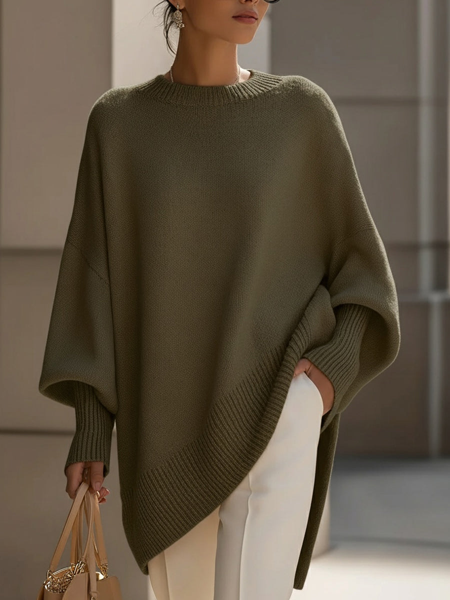 Nola | Women's Oversized Knit Sweater Cream Crew Neck