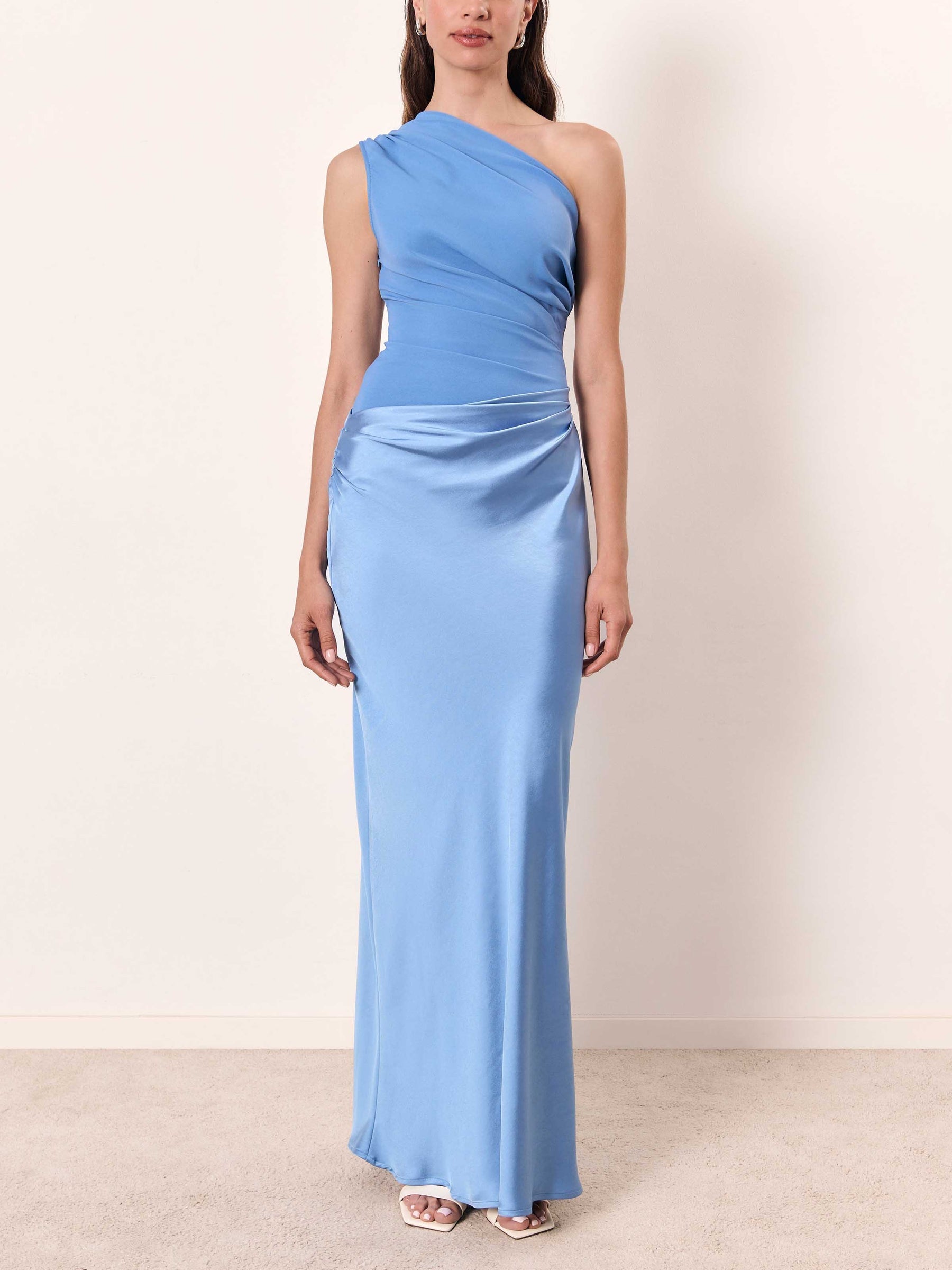 Vera | Women's One Shoulder Satin Maxi Dress Brown