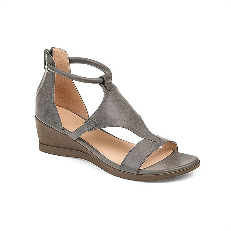 Ivy | Women's Open Toe Wedge Sandals Gray Comfort Fit