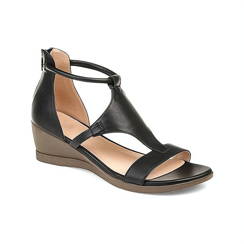 Ivy | Women's Open Toe Wedge Sandals Gray Comfort Fit