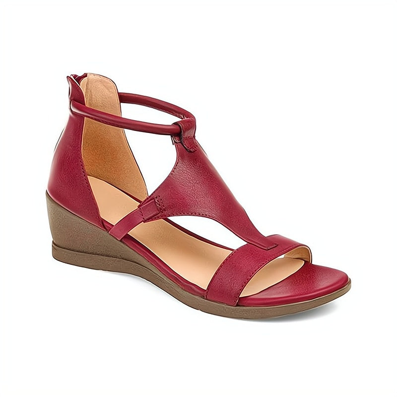 Ivy | Women's Open Toe Wedge Sandals Gray Comfort Fit