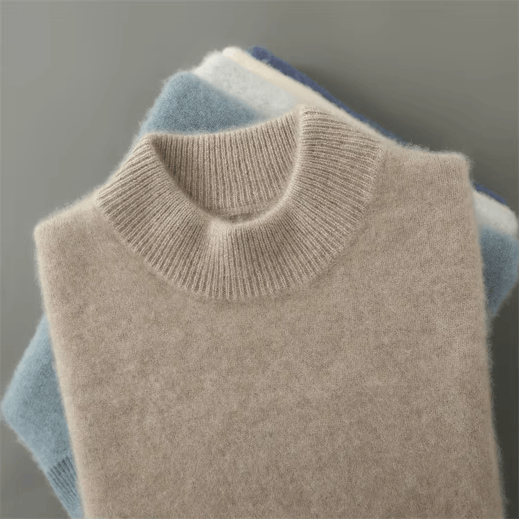 Axel | Men's Crew Neck Sweater Cream Ribbed Knit