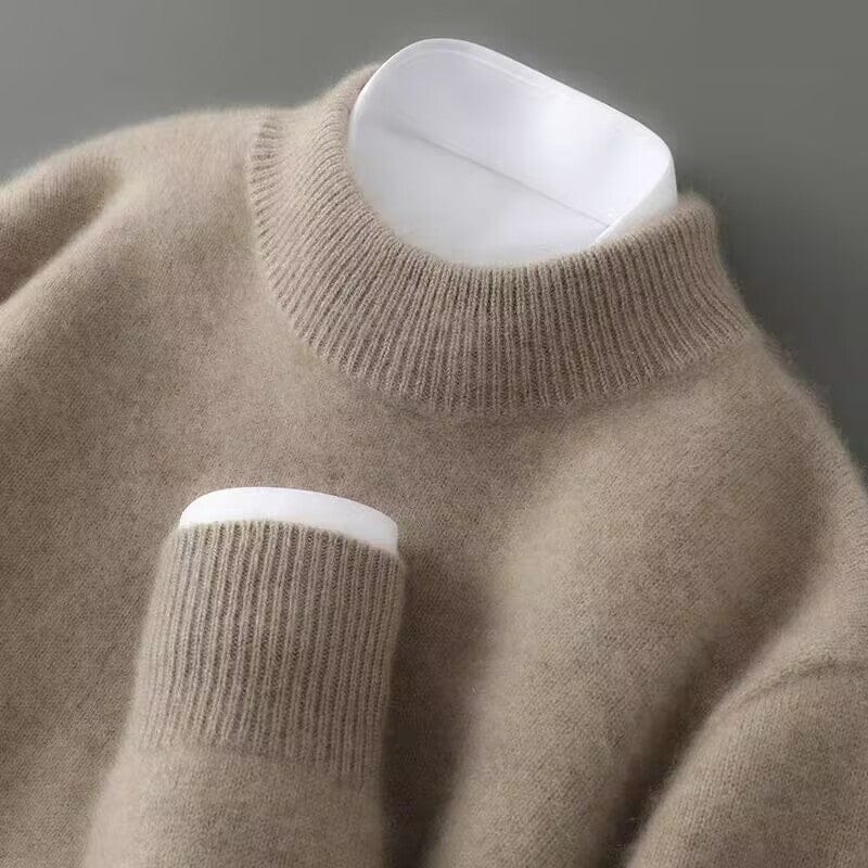 Axel | Men's Crew Neck Sweater Cream Ribbed Knit