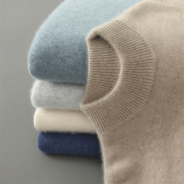 Axel | Men's Crew Neck Sweater Cream Ribbed Knit
