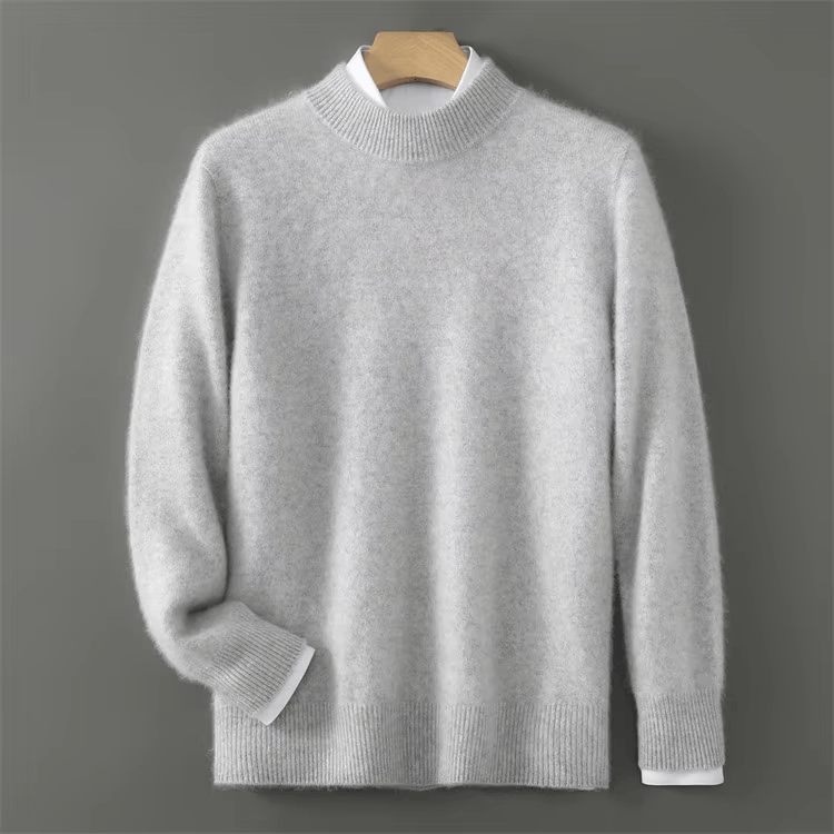 Axel | Men's Crew Neck Sweater Cream Ribbed Knit