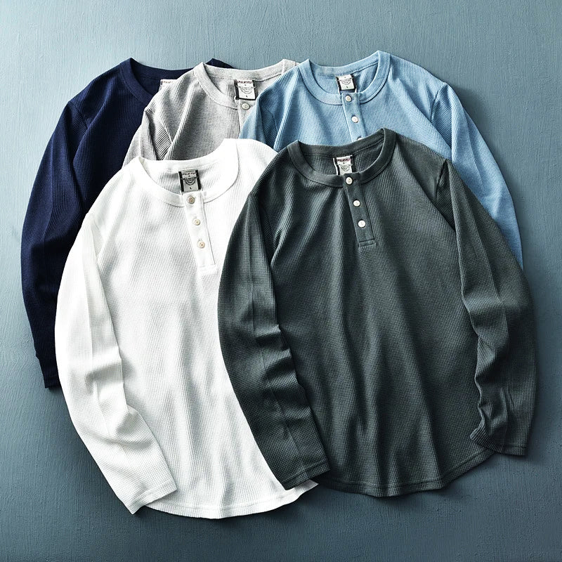 Axel | Men's Long Sleeve Henley Shirt Light Blue