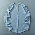 Dama Washington Axel men's long sleeve henley shirt light blue - front view