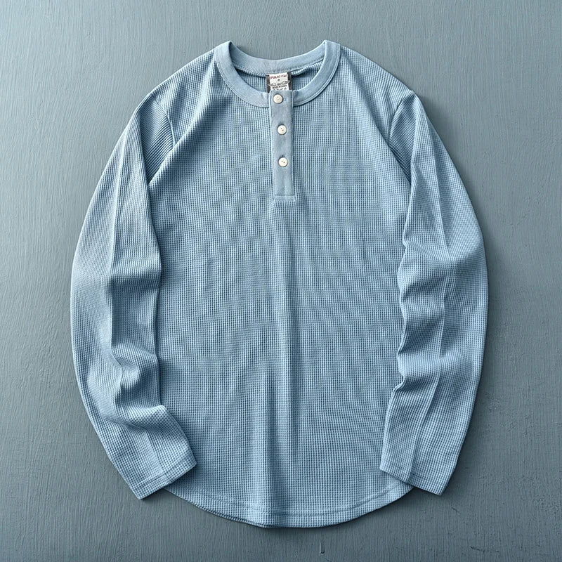 Axel | Men's Long Sleeve Henley Shirt Light Blue