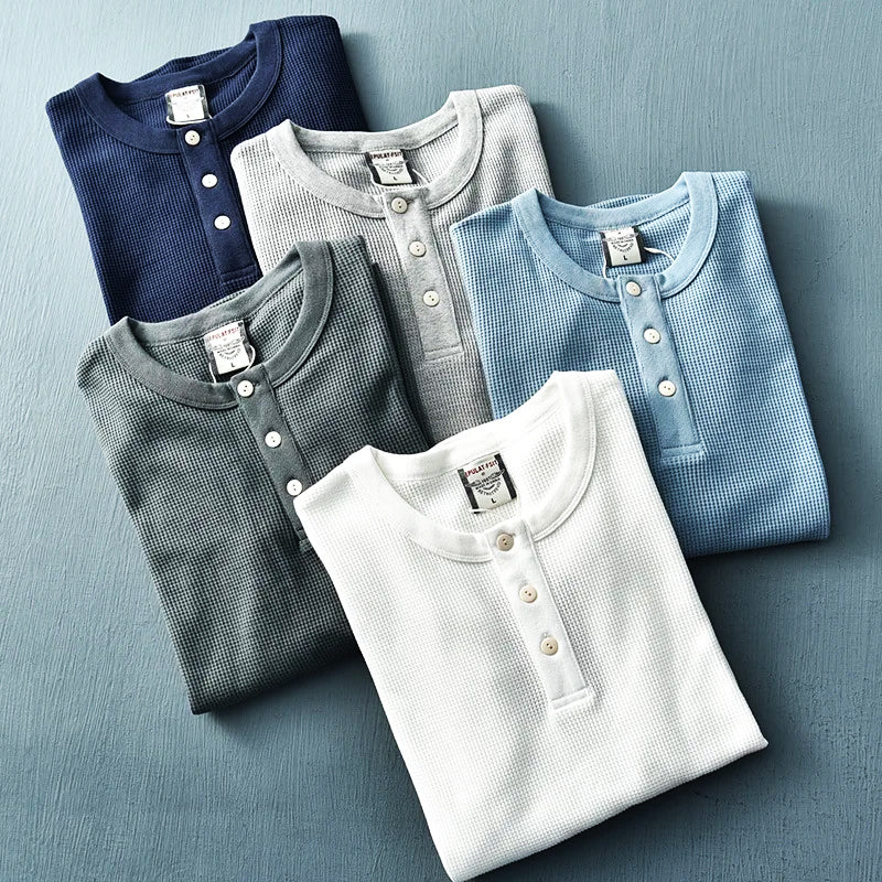 Axel | Men's Long Sleeve Henley Shirt Light Blue