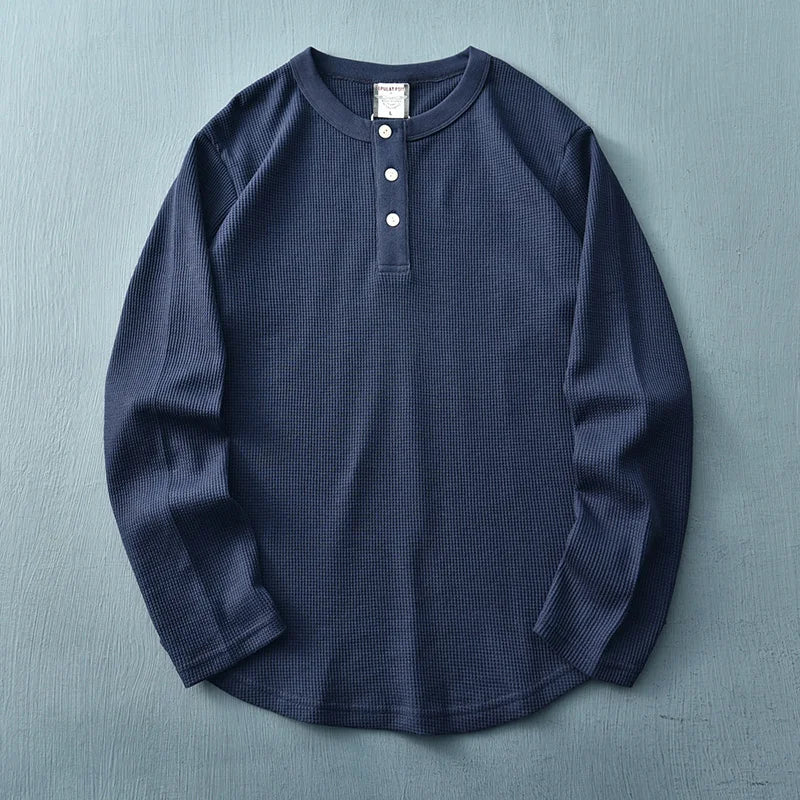 Axel | Men's Long Sleeve Henley Shirt Light Blue
