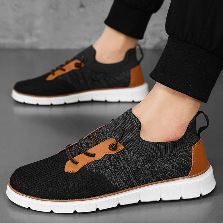 Axel | Men's Slip On Sneakers Black Orange White
