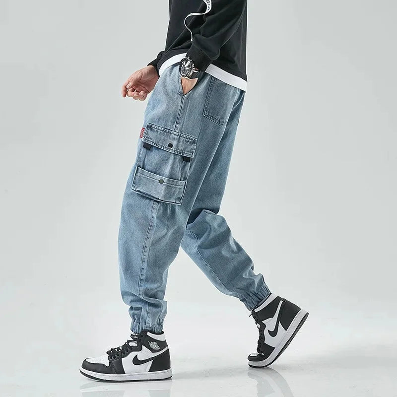 Rowan | Men's Cargo Jeans Light Blue Tapered Jogger