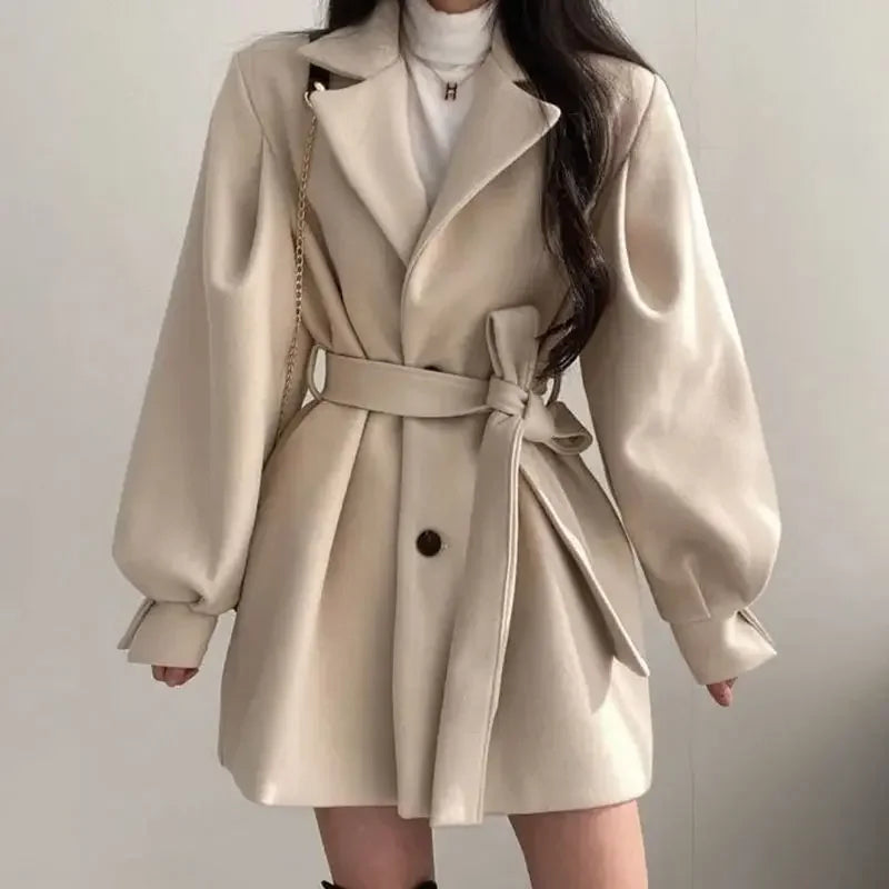 Dama Washington Fabiana women's belted wrap mini coat - front view