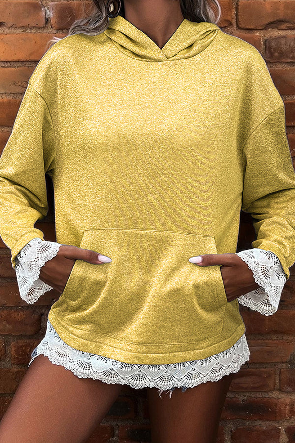 Mia | Women's Oversized Hoodie Gray Lace Trim