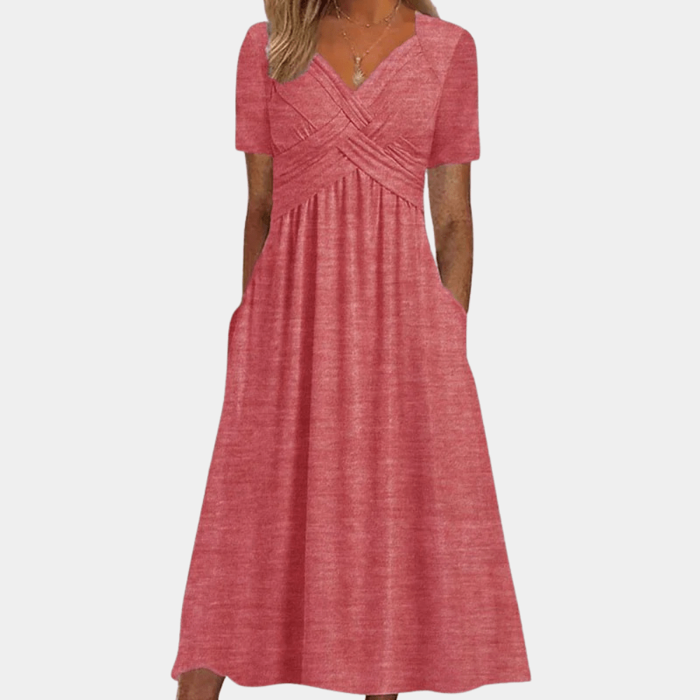 Mia | Women's Wrap Maxi Dress Black Short Sleeve