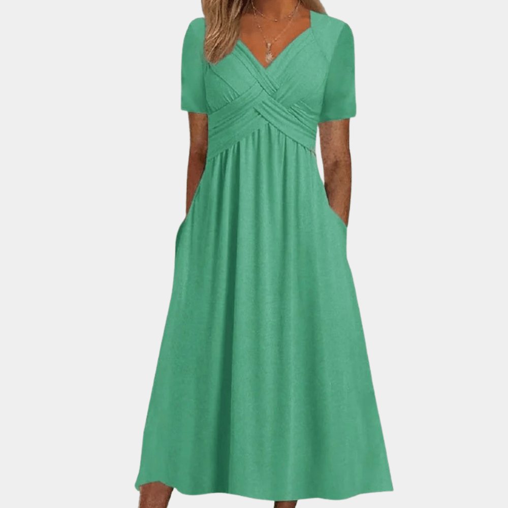 Mia | Women's Wrap Maxi Dress Black Short Sleeve