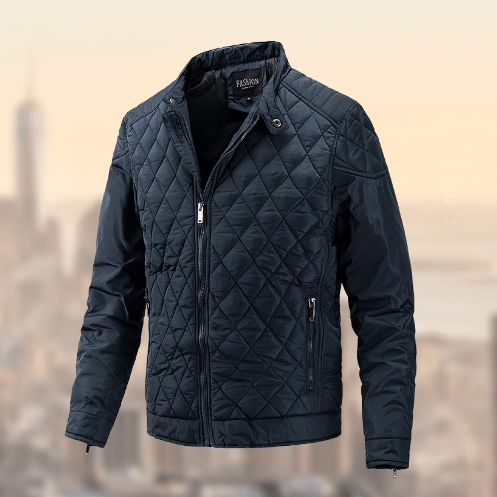 Dama Washington Alden men's diamond quilted full zip jacket - front view