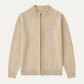 Dama Washington Axel men's crew neck cardigan cream zip up - front view