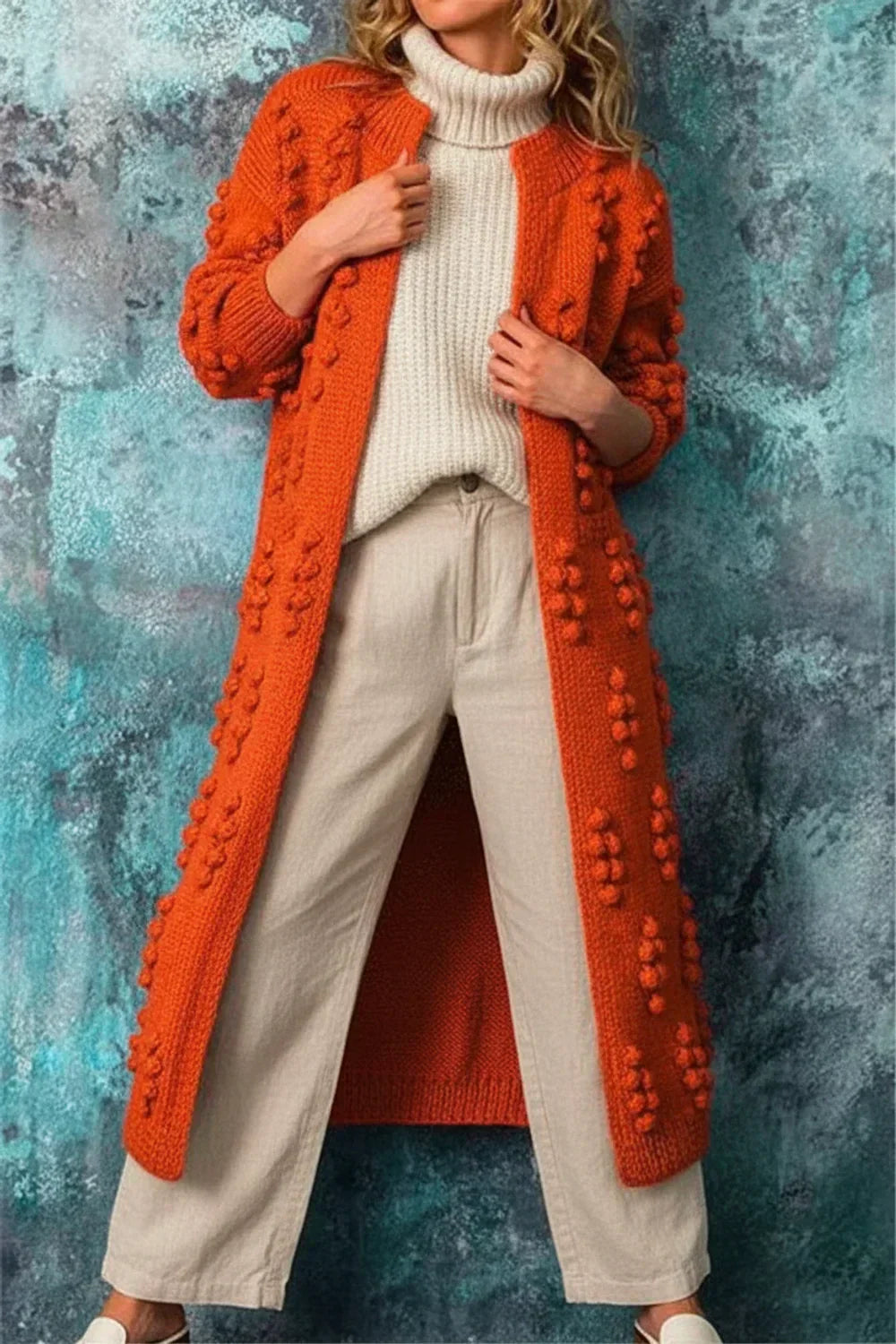 Isla | Women's Long Cardigan Sweater Black Cable Knit