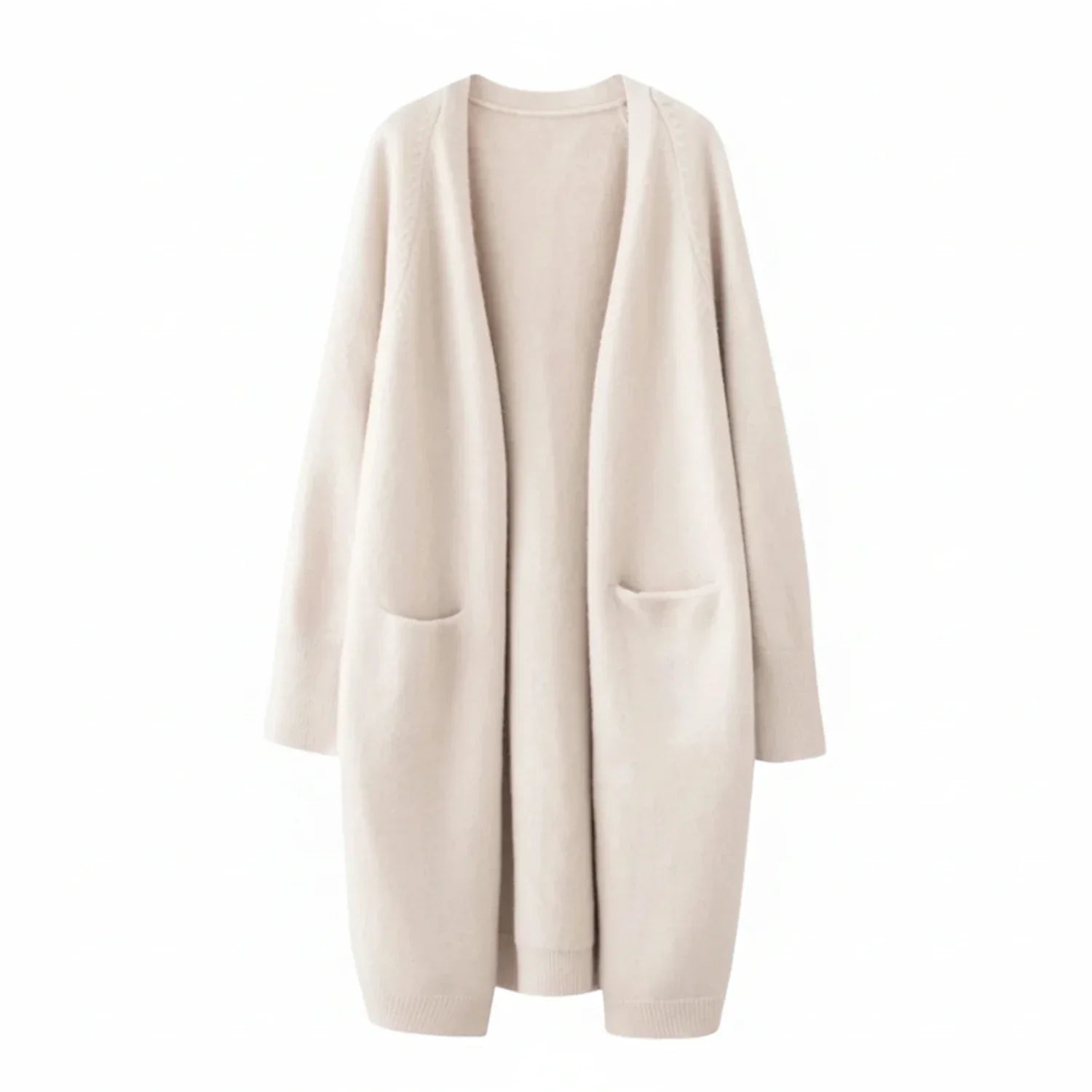 Lux | Women's Long Cardigan Sweater Black Open Front Pockets