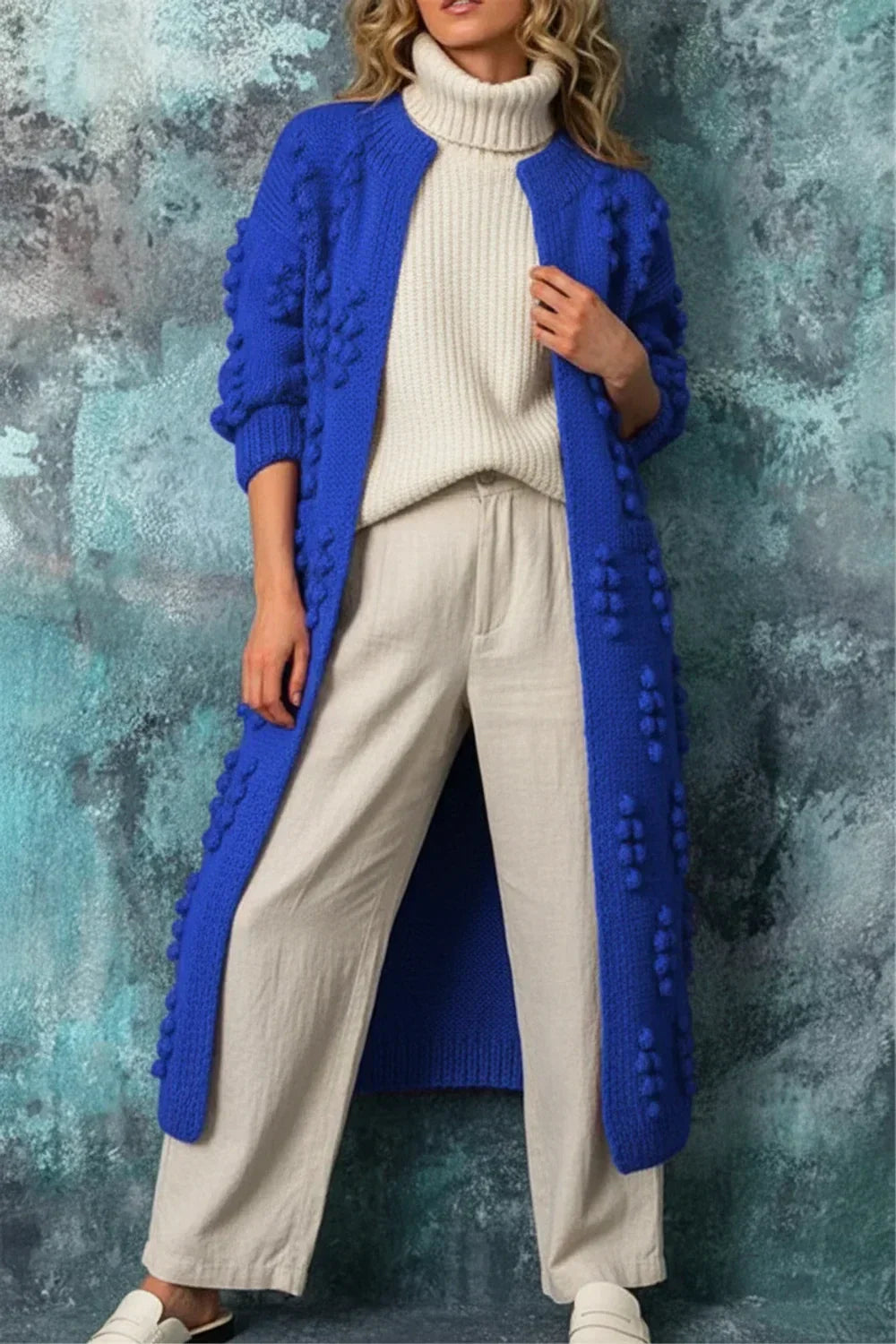 Isla | Women's Long Cardigan Sweater Black Cable Knit