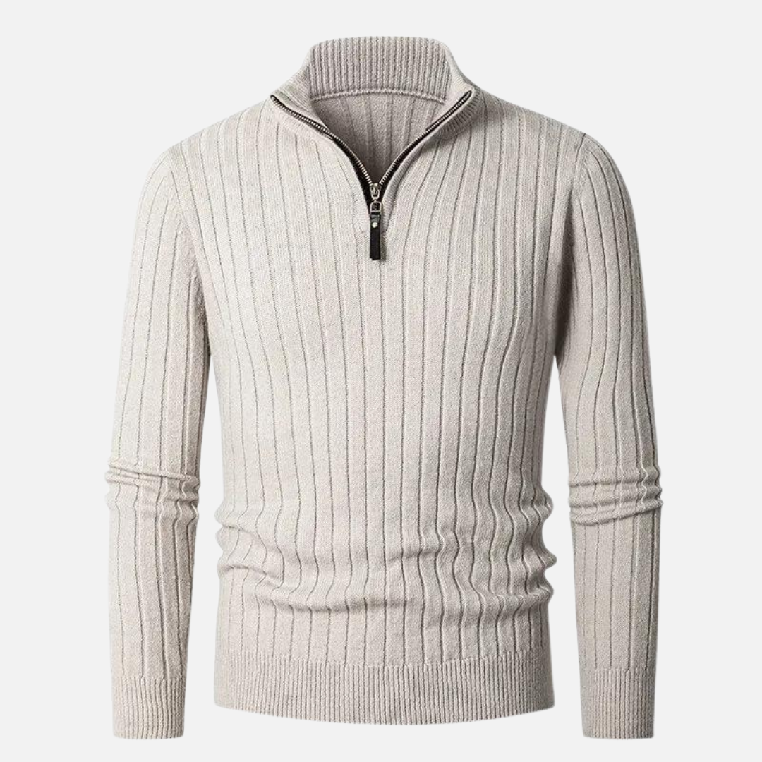 Dama Washington Tremaine half-zip ribbed sweater - front view