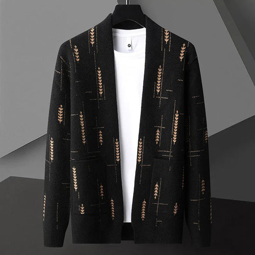 Dama Washington Axel men's cardigan sweater cream geometric pattern - view 2
