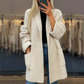 Dama Washington Demi women's oversized cardigan cream cable knit long - front view