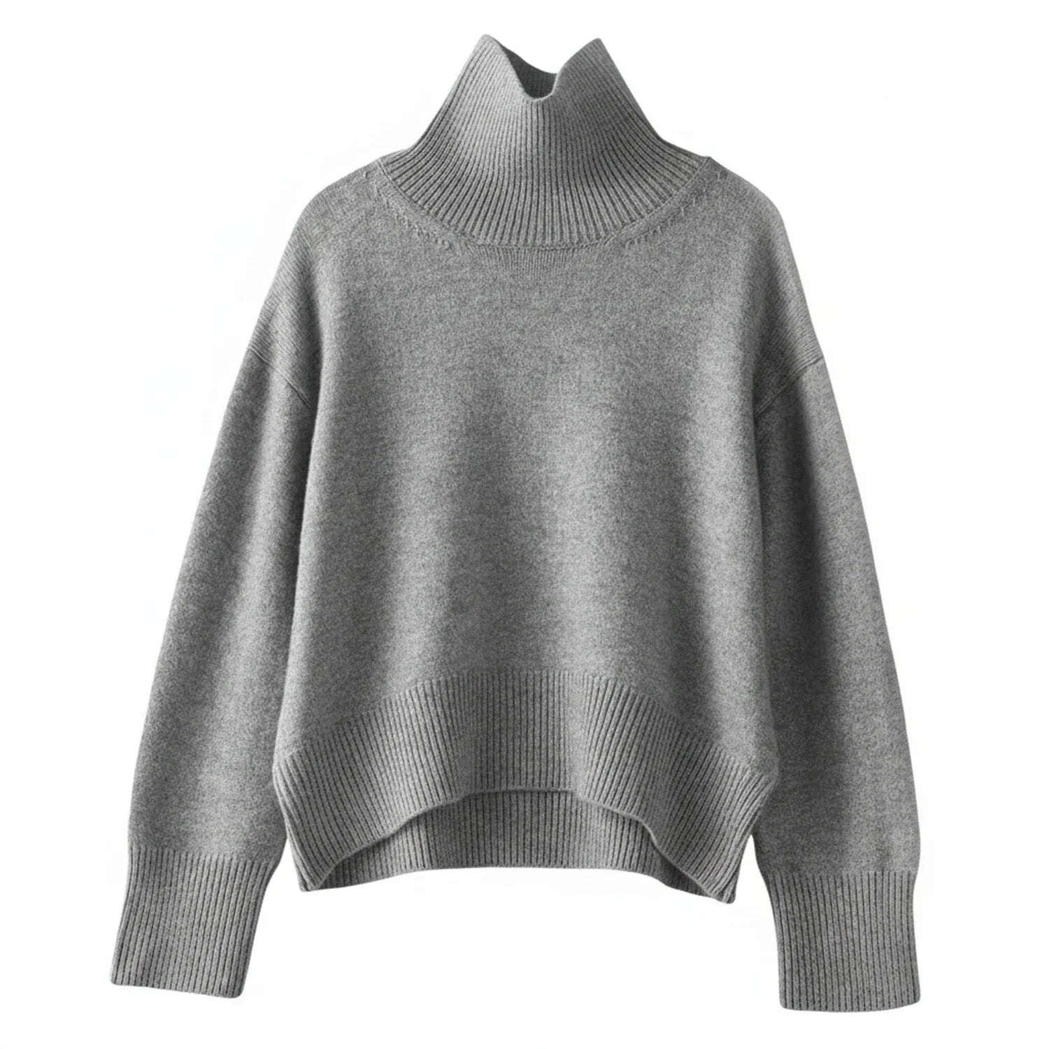 Rue | Women's Oversized Turtleneck Sweater Gray