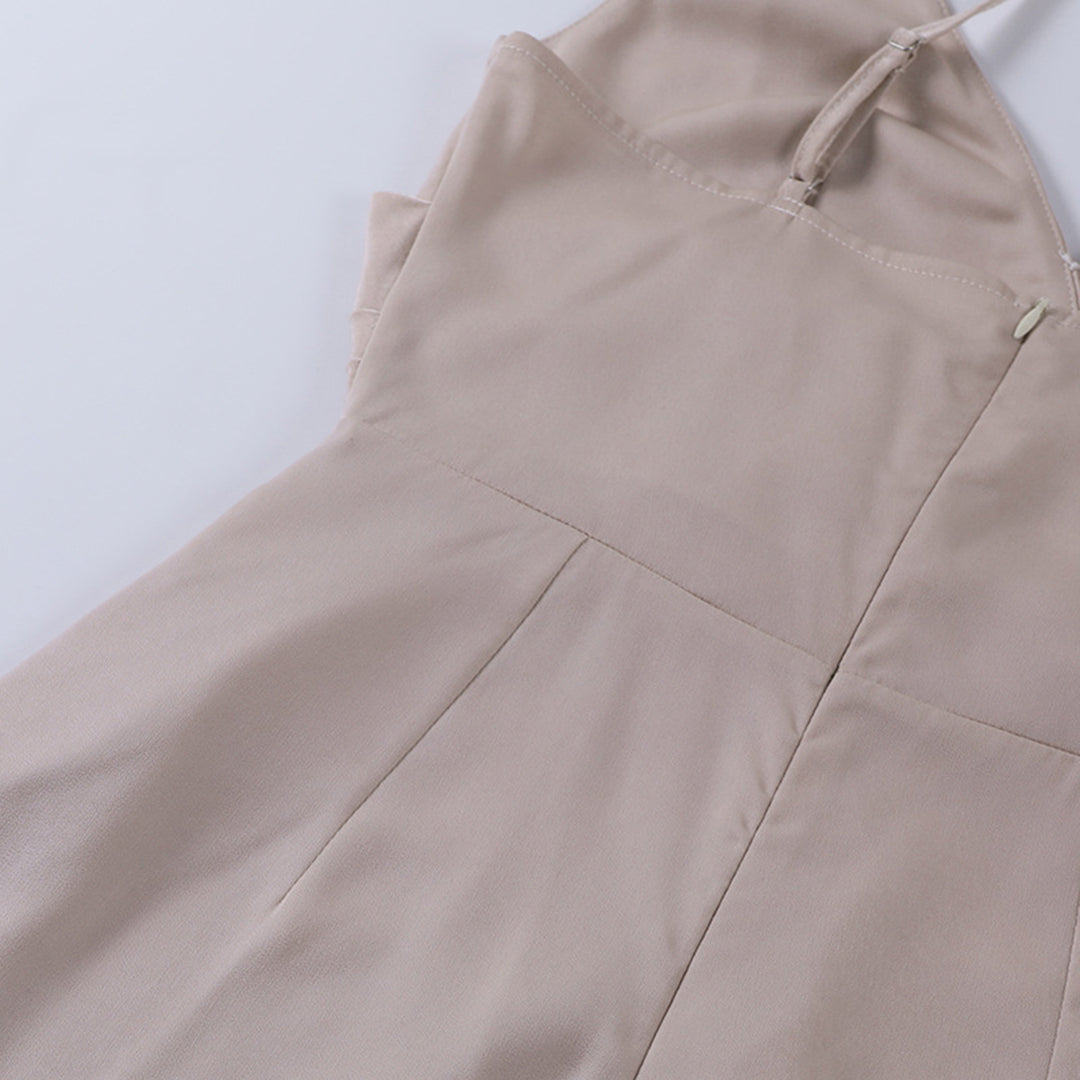 Stella | Women's Slip Dress Black V Neck Satin