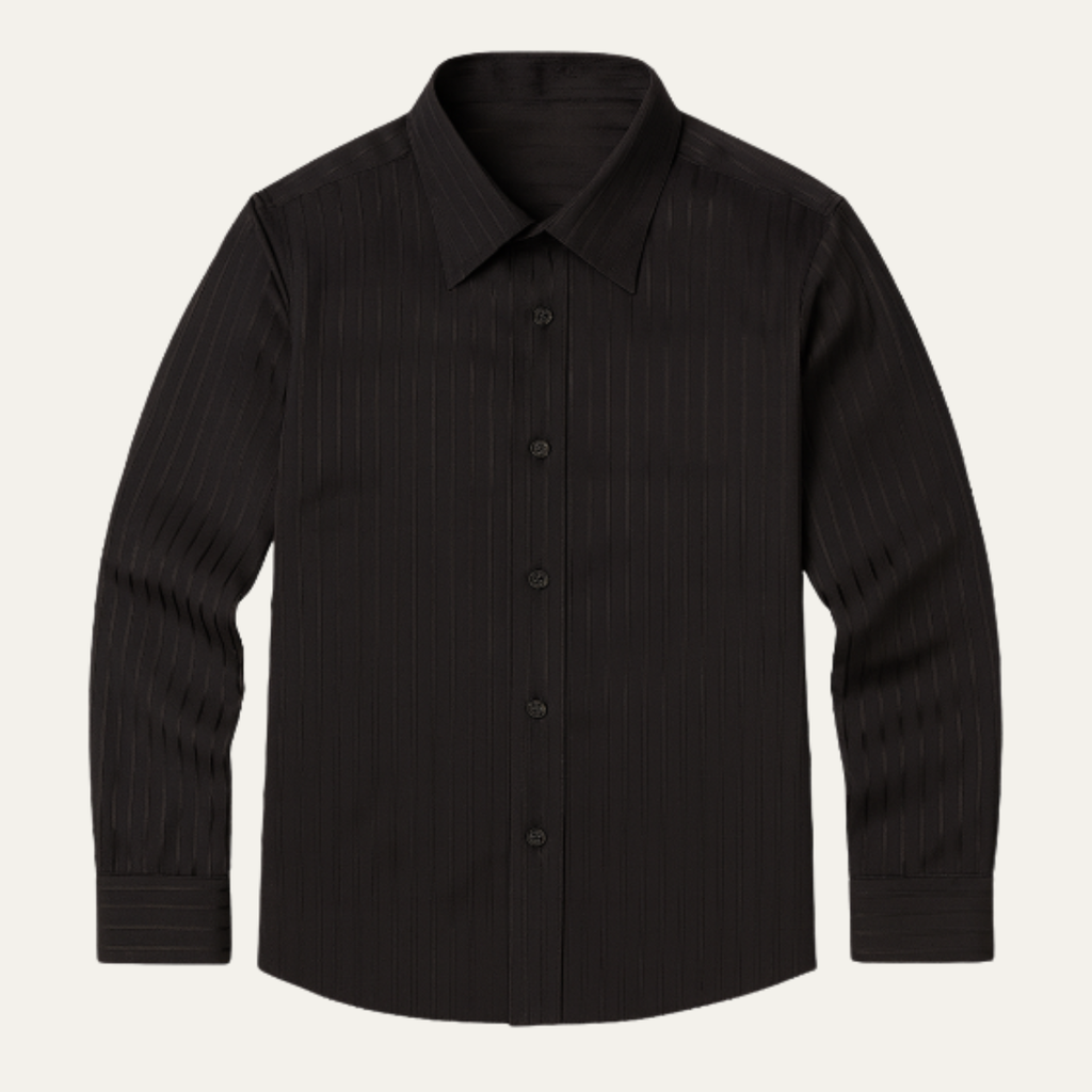 Dama Washington Rhys men's pinstripe dress shirt black long sleeve - view 2
