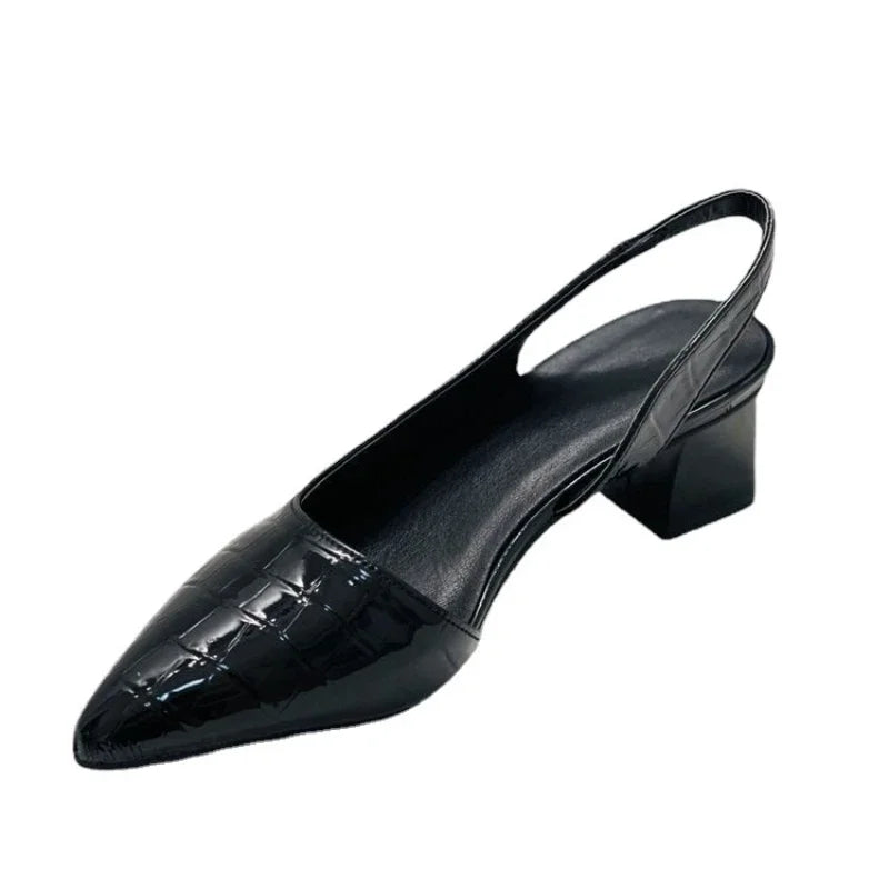 Lola | Women's Crocodile Slingback Pumps Burgundy Pointed Toe