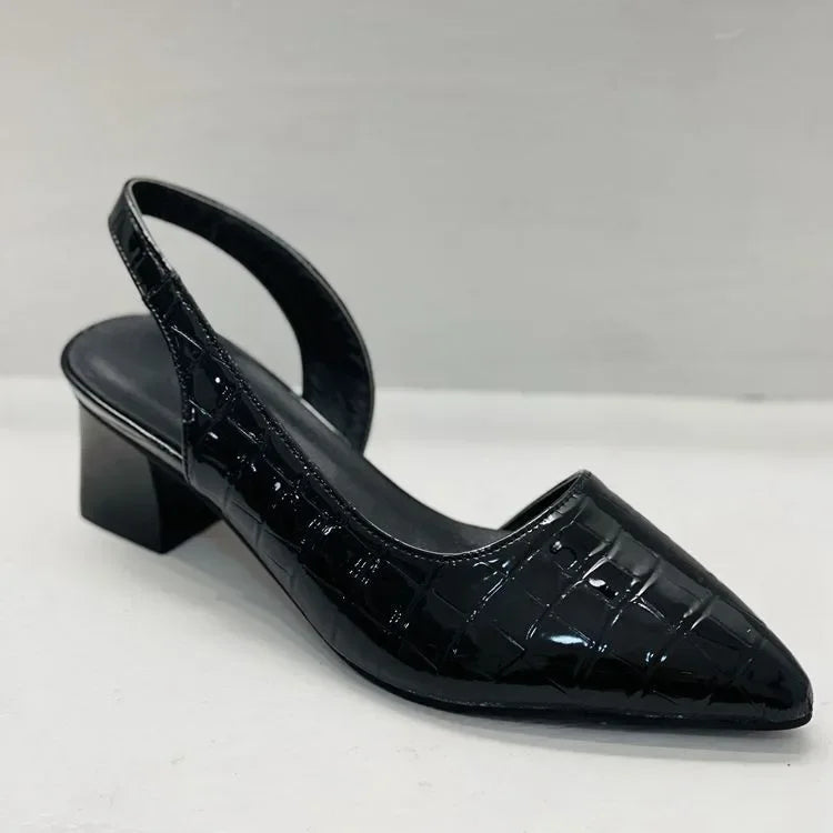 Lola | Women's Crocodile Slingback Pumps Burgundy Pointed Toe