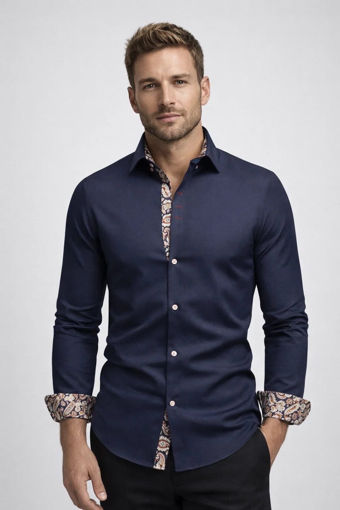Voss | Men's Long Sleeve Dress Shirt White Button Down
