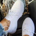 Dama Washington Luisa women's lace up sneakers white mesh comfort fit - front view
