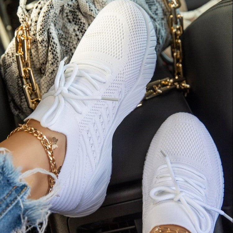 Luisa | Women's Lace Up Sneakers White Mesh Comfort Fit