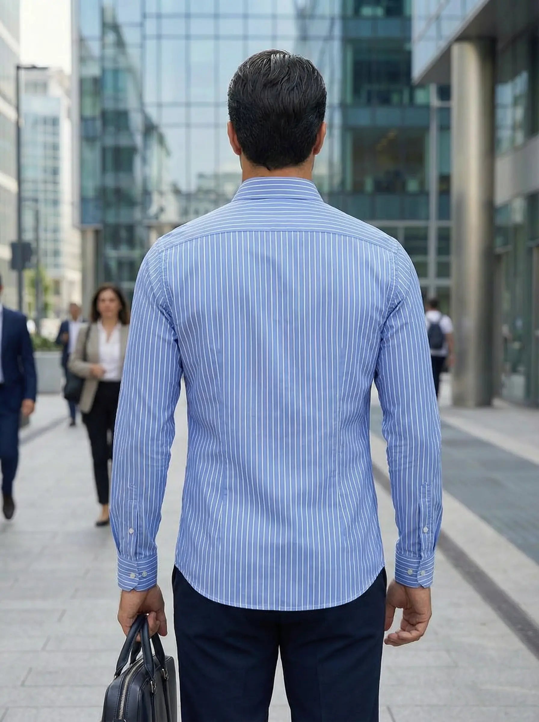 Axel | Men's Light Blue Striped Oxford Dress Shirt Long Sleeve