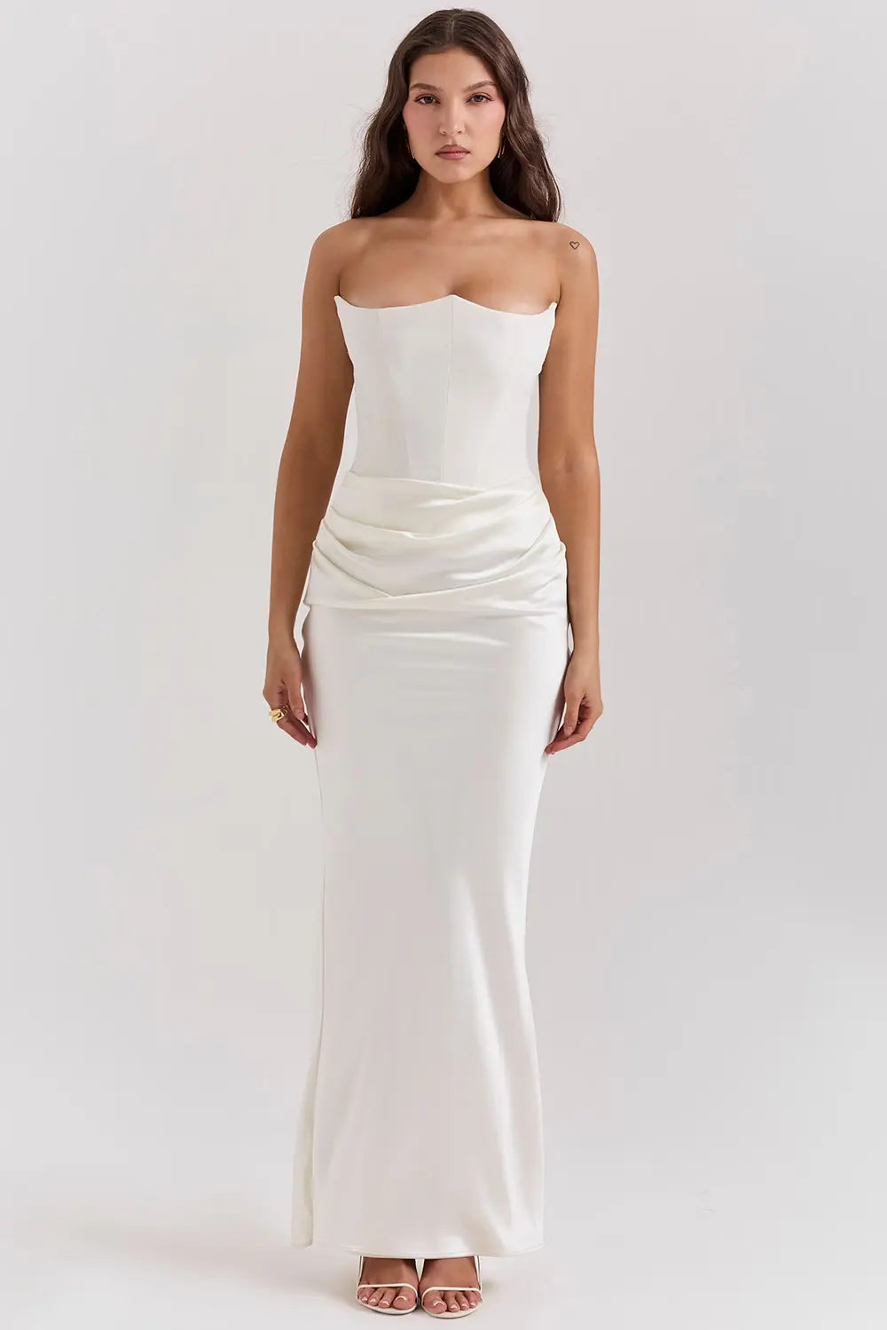 Vera | Women's Strapless Satin Maxi Dress Black