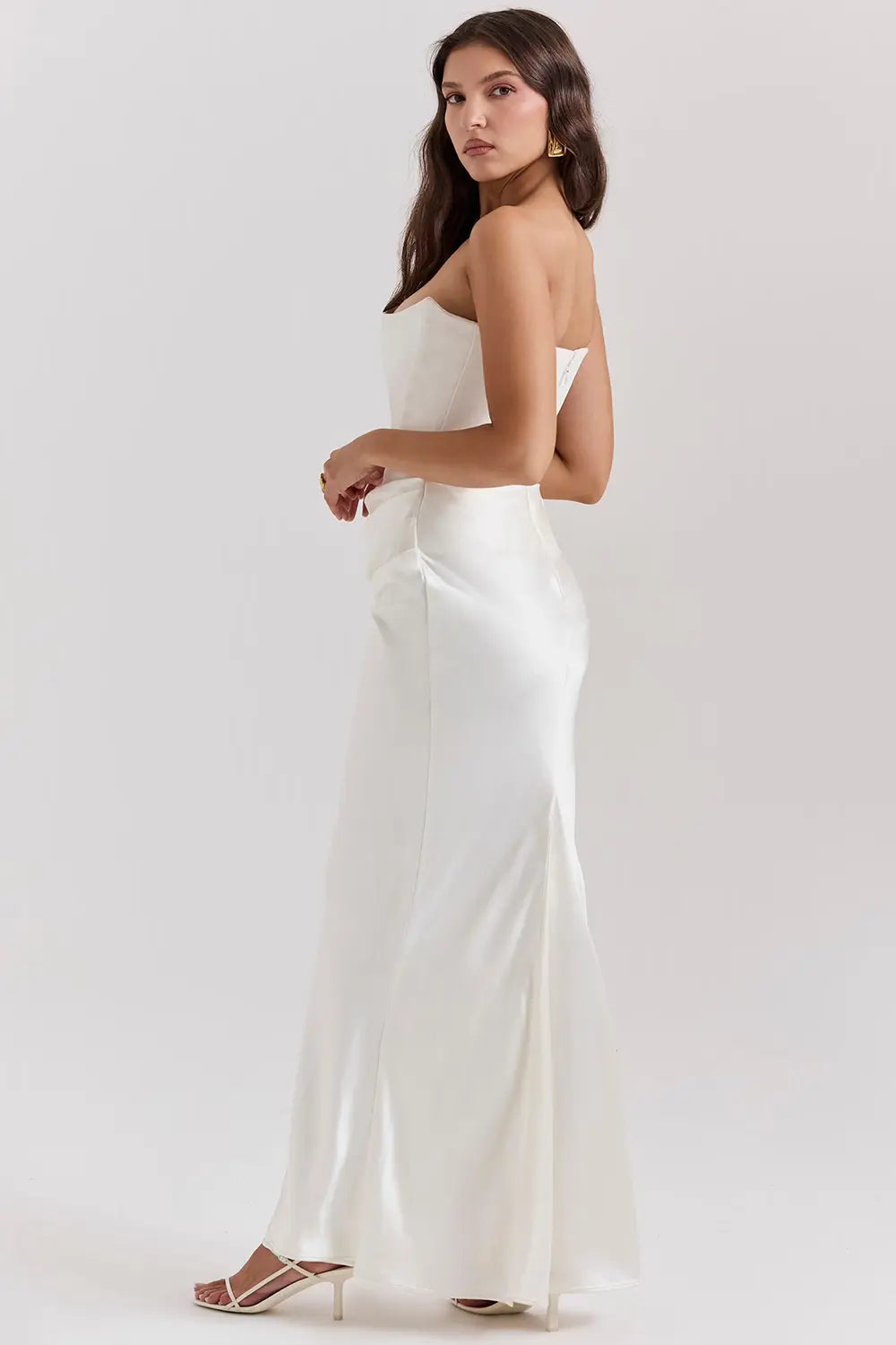 Vera | Women's Strapless Satin Maxi Dress Black