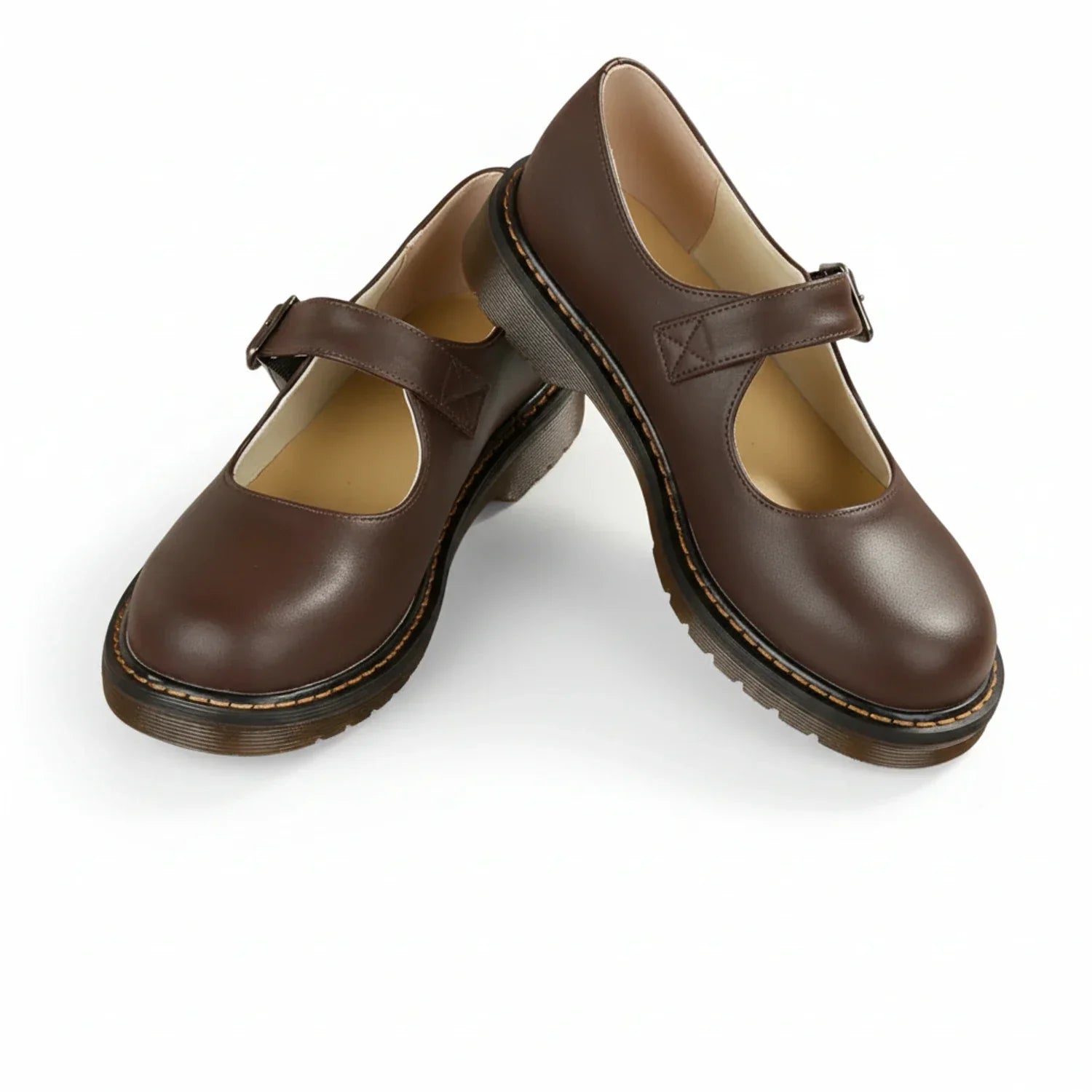 Ayla | Women's Leather Mary Jane Shoes Brown Platform