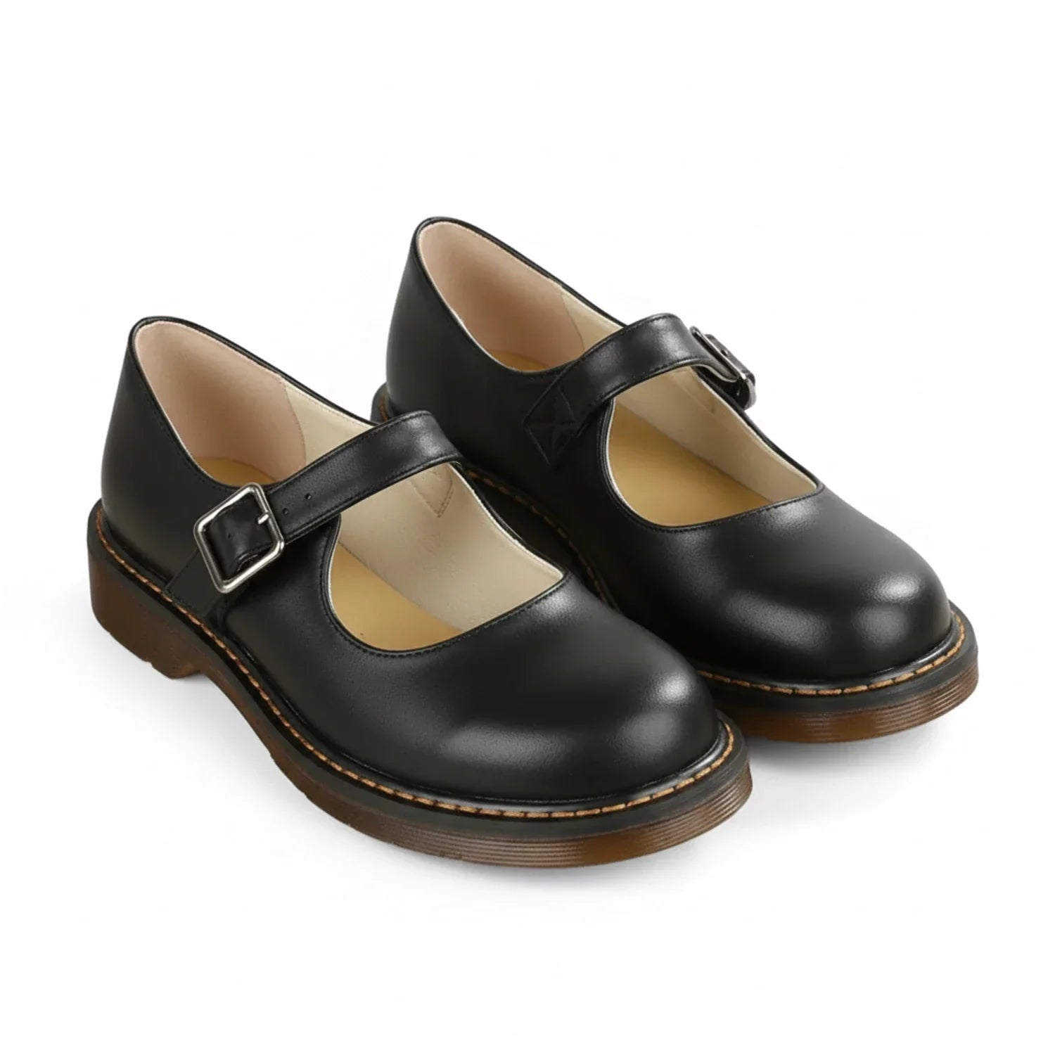 Ayla | Women's Leather Mary Jane Shoes Brown Platform