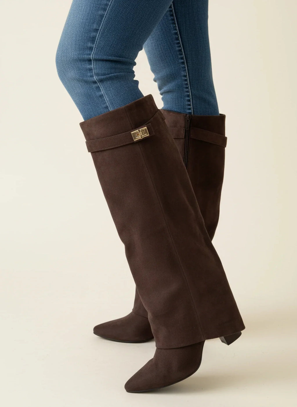 Dama Washington Isla women's suede slouch boots cream pointed toe - view 6