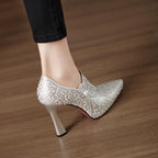 Dama Washington Maren women's sequin ankle boots pointed toe silver - view 6