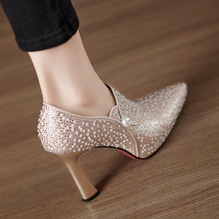 Maren | Women's Sequin Ankle Boots Pointed Toe Silver