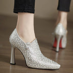 Dama Washington Maren women's sequin ankle boots pointed toe silver - view 7