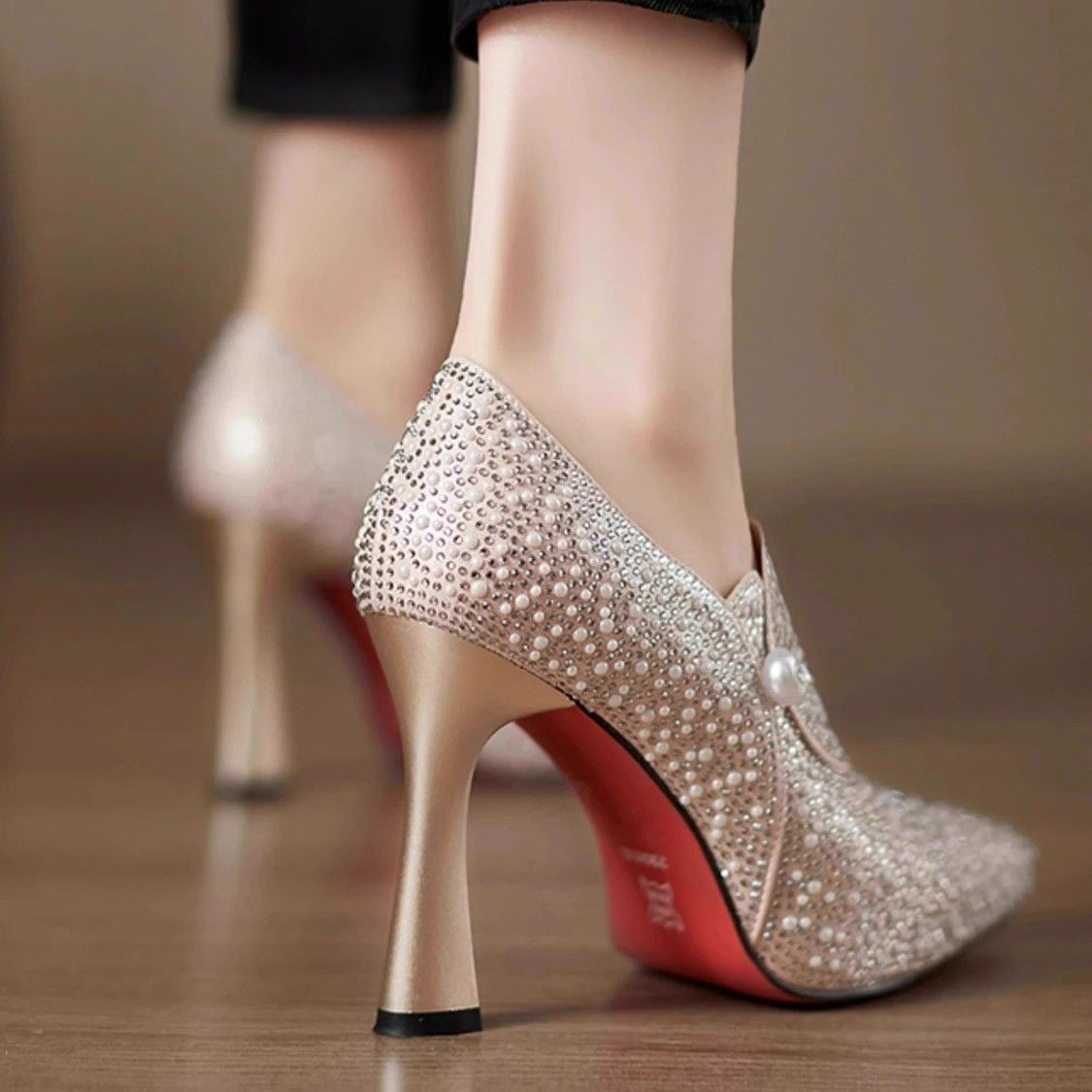 Maren | Women's Sequin Ankle Boots Pointed Toe Silver