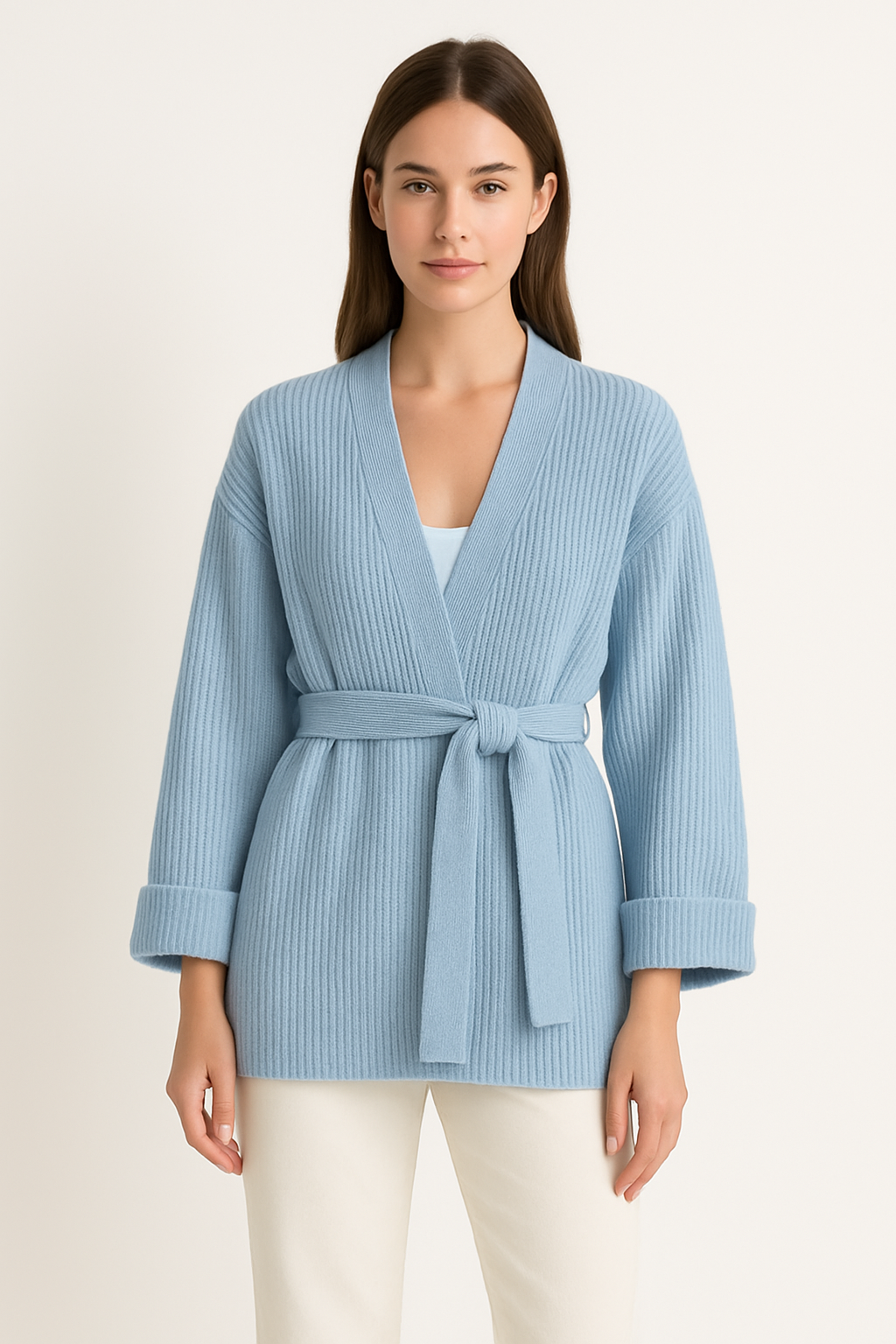 Dama Washington Candela women's ribbed knit wrap sweater - front view