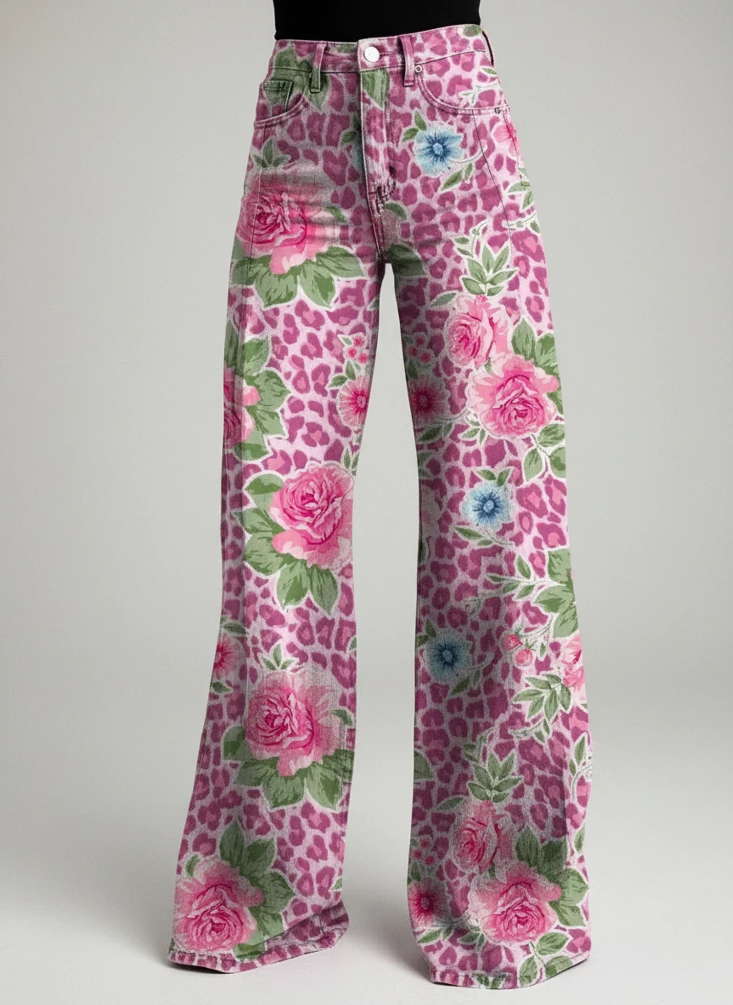 Thea | Women's Wide Leg Jeans Floral Print High Waisted