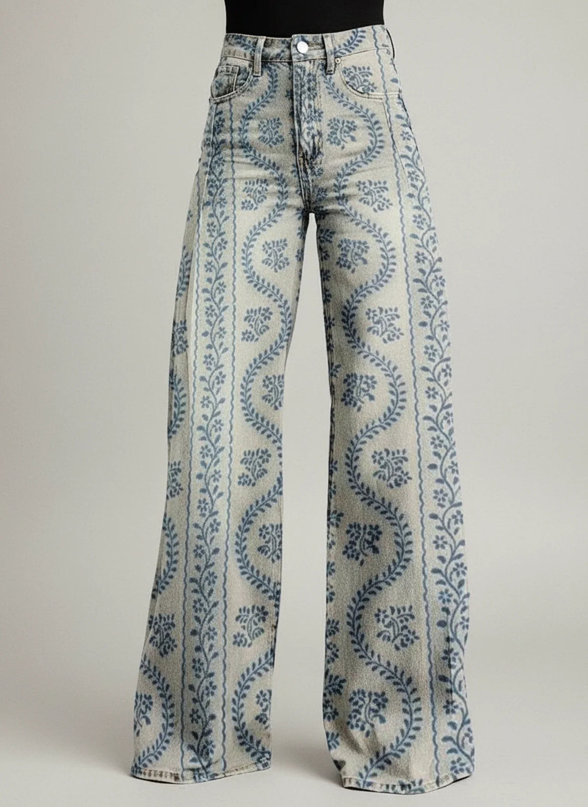 Dama Washington Thea women's wide leg jeans floral print high waisted - view 3